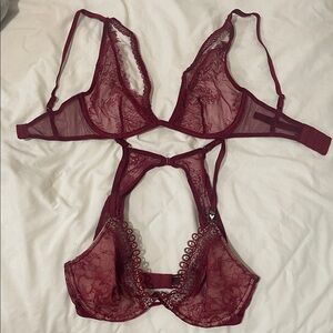 New! Victoria's Secret Burgundy Lace Bras (set of two)